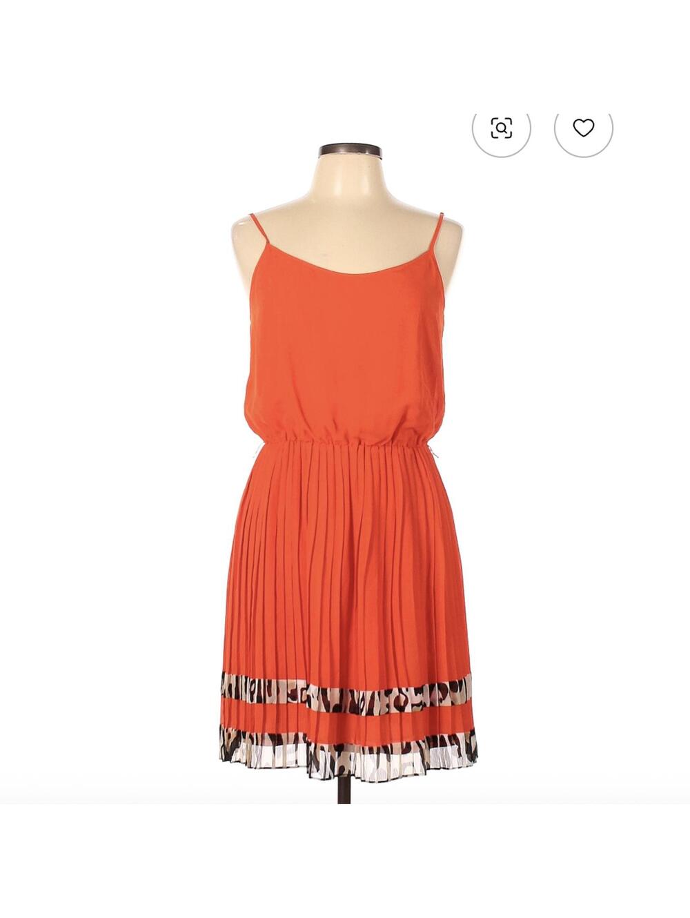 Cache Size L Orange Casual Dress with Pleated Skirt